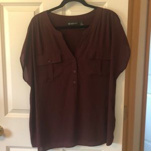 INC Split Neck Short Sleeve Shirt